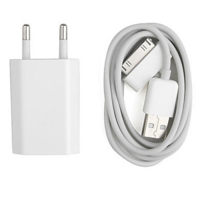 Зарядни Зарядни 220 v Зарядно 220V за Apple iPhone 4 / Apple iPhone 4S + кабел бял